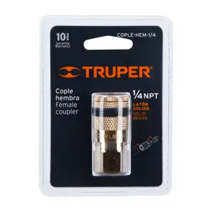 Cople de latón, cuerda 1/4 NPT, hembra, Truper