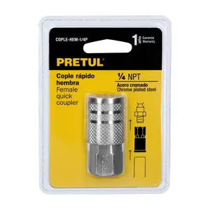 Cople acero, cuerda 1/4NPT, hembra, Pretul