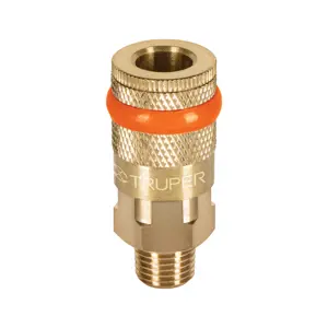 19085 / COPLE-MA-1/4 Cople de latón, cuerda 1/4 NPT, macho, Truper