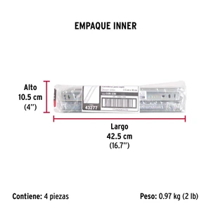 Hermex Bolsa con 2 correderas extensión 30 cm p/cajón, ancho 2.5 cm