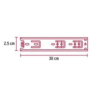 Hermex Bolsa con 2 correderas extensión 30 cm p/cajón, ancho 2.5 cm