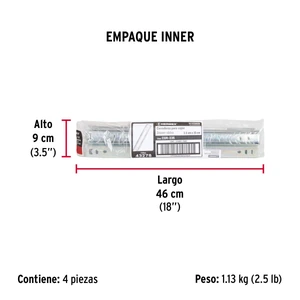 Hermex Bolsa con 2 correderas extensión 35 cm p/cajón, ancho 2.5 cm