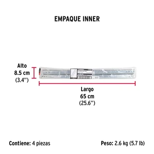 Hermex Bolsa con 2 correderas extensión 60 cm p/cajón, ancho 2.5 cm
