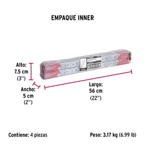 Hermex Bolsa con 2 correderas extensión 55 cm p/cajón, ancho 3.5 cm