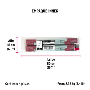 Hermex Bolsa con 2 correderas extensión 40 cm p/cajón, ancho 4.5 cm