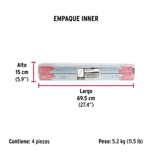 Hermex Bolsa con 2 correderas extensión 60 cm p/cajón, ancho 4.5 cm