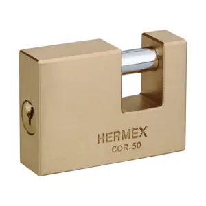 Hermex Candado antipalanca, 50mm, cuerpo de latón llave tradicional