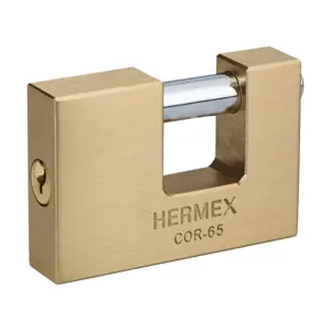 Hermex Candado antipalanca, 65mm, cuerpo de latón llave tradicional