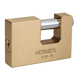 Hermex Candado antipalanca, 75mm, cuerpo de latón llave tradicional