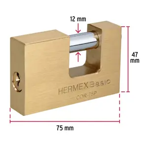 23512 / COR-75P Candado antipalanca 75 mm cuerpo de latón, Hermex Basic