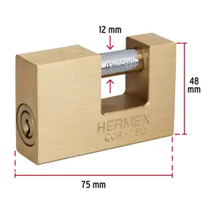 Hermex Candado antipalanca, 75mm, cuerpo de latón, llave puntos
