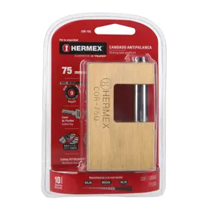 Hermex Candado antipalanca, 75mm, cuerpo de latón, llave puntos