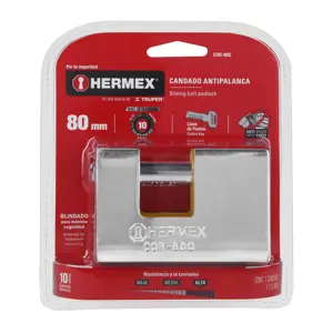 43352 / COR-80Q Candado antipalanca, 80mm, blindado, llave puntos, Hermex