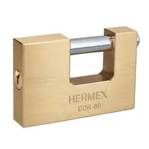 Hermex Candado antipalanca, 88mm, cuerpo de latón llave tradicional