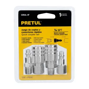 27020 / CORAL-4P Juego de 2 conectores y 2 coples para compresor, Pretul