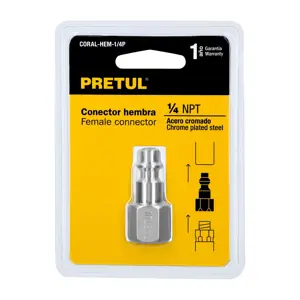 27022 / CORAL-HEM-1/4P Conector rápido, tipo M, cuerda 1/4 NPT, hembra Pretul