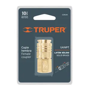 19029 / CORUM Cople rápido de latón, cuerda 1/4 NPT, Truper