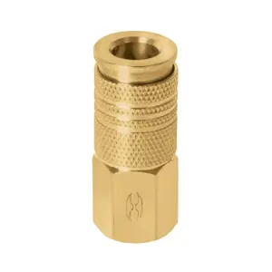 19029 / CORUM Cople rápido de latón, cuerda 1/4 NPT, Truper
