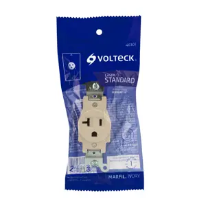 Volteck Contacto sencillo, 2 polos 3 hilos, 20 A, Standard, marfil