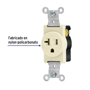 Volteck Contacto sencillo, 2 polos 3 hilos, 20 A, Standard, marfil
