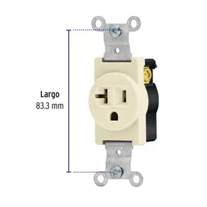 Volteck Contacto sencillo, 2 polos 3 hilos, 20 A, Standard, marfil