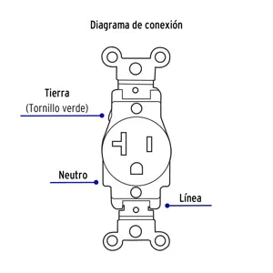 Volteck Contacto sencillo, 2 polos 3 hilos, 20 A, Standard, marfil
