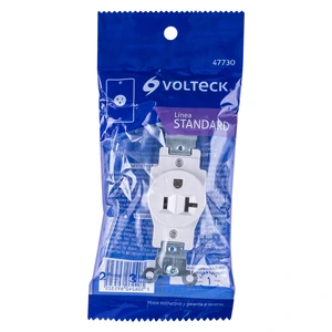 Volteck Contacto sencillo, 2 polos 3 hilos, 20 A, Standard, blanco
