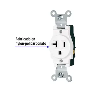 Volteck Contacto sencillo, 2 polos 3 hilos, 20 A, Standard, blanco