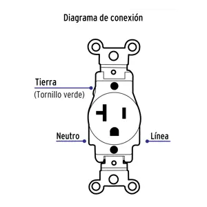 Volteck Contacto sencillo, 2 polos 3 hilos, 20 A, Standard, blanco