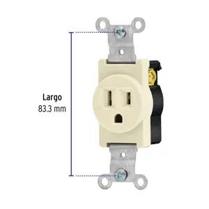 Volteck Contacto sencillo, 2 polos 3 hilos, Standard, marfil