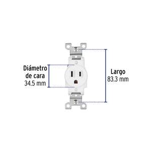 Volteck Contacto sencillo, 2 polos 3 hilos, Standard, blanco