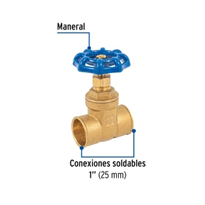 Válvula de compuerta de latón soldable de 1