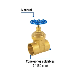 Válvula de compuerta de latón soldable de 2