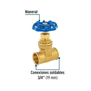 Válvula de compuerta de latón soldable de 3/4