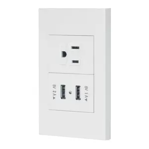 45603 / COUSB-EB Volteck Placa armada 1contacto, 2puertos USB, 1.5mod,Española,blanco