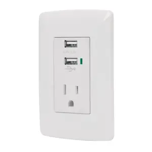 48065 / COUSB-IB Volteck Contacto aterrizado + 2 puertos USB, blanco, línea Italiana