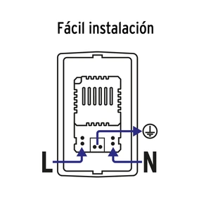 Volteck Contacto aterrizado + 2 puertos USB, negro, línea Italiana