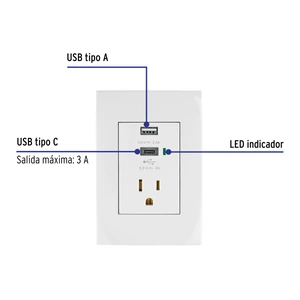 Volteck Contacto 2polos + tierra con 2 puertos USB, Oslo, blanco