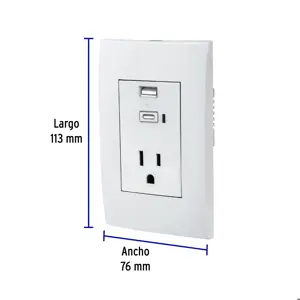 Volteck Contacto 2polos + tierra con 2 puertos USB, Oslo, blanco