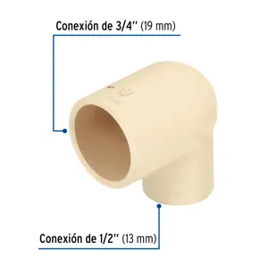 Codo reducción 90° de CPVC de 3/4