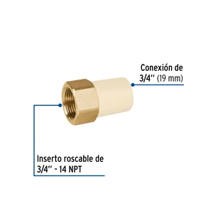 Adaptador hembra de CPVC 3/4