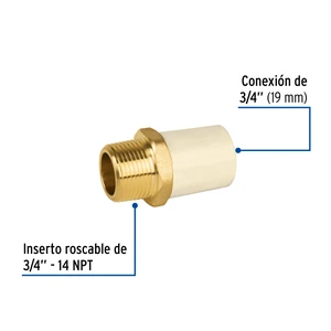 Adaptador macho de CPVC 3/4
