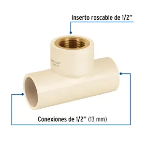 Tee rosca central hembra CPVC 1/2