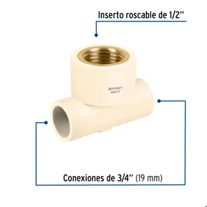 Foset Tee reducida hembra de CPVC 3/4