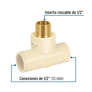 Tee rosca central macho CPVC 1/2