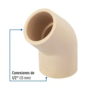 Codo 45° de CPVC de 1/2