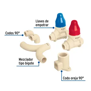 Foset KIT conexiones CPVC para instalación regadera, sin manerales