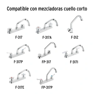 Foset Cuello corto para mezcladora de fregadero, cromo, Basic