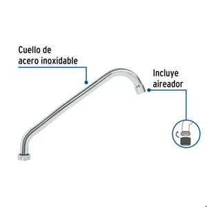 Foset Cuello largo para mezcladora de fregadero, cromo, Basic