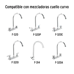 Foset Cuello alto/curvo para mezcladora de fregadero, cromo, Basic